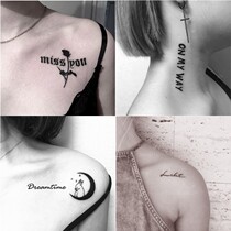 60 personalized ins wind letters net red English tattoo stickers Waterproof men and women long-lasting simulation arm stickers for 1 year