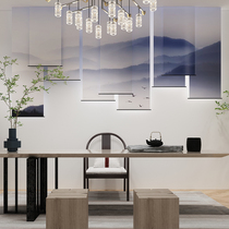 New Chinese rolling curtain Zen tea room national wind partition curtain ink landscape curtain manual electric up and down curtain