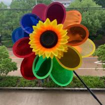 Big windmill wooden wooden pole colorful pastoral windmill kindergarten decoration windmill wooden pole windmill sequin windmill smiley face