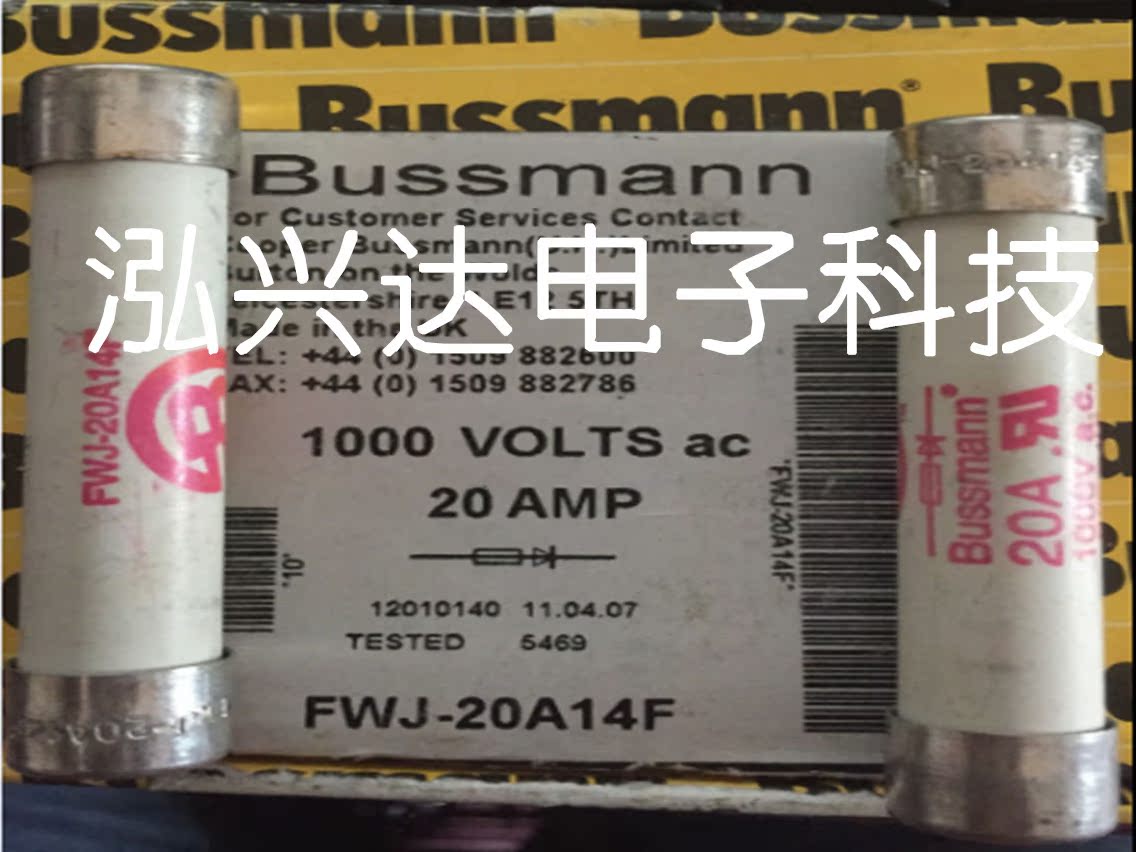 FWJ-20A14F 14 x 67MM 1000V 20A original box Cooper Bussmann manufacturer insurance tube