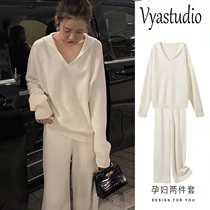Pregnant Woman Spring Clothing Suit Fashion style Outdoor Nets Red Pregnant Women Blouses Spring Autumn New Autumn Winter Sweater Spring Two Sets