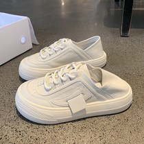 Hong Kong trendy brand 2021 autumn new white shoes female student fashion all-match low heel soft bottom casual shoes two-wear single shoes