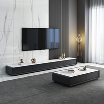 Rock panel TV cabinet Coffee table combination Modern simple living room floor-to-ceiling 3 meters Light luxury small apartment Light luxury minimalist