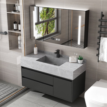 Solid wood light luxury bathroom cabinet combination ins wind rock board one-piece face wash basin wash basin set net celebrity