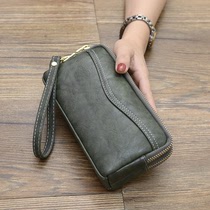 Tide brand wallet womens long model 2021 New Korean fashion wild double zipper leather hand-held change mobile phone bag