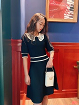HEIDD French single S home 2021 early autumn temperament small fragrance hollow doll collar French knitted dress(yuan