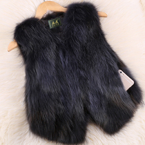 Fox fur horse clip leather grass lady short skinny raccoon waistcoat autumn winter vest anti-season clearance