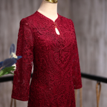  Mulan wedding dress 2021 new Xi mother-in-law cheongsam three-point sleeve summer high-end high-end elegant wedding wedding