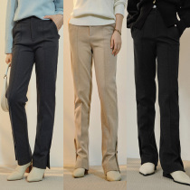 MEIYANG MEIYANG (spot) bamboo leg trousers commuter high waist wide feet design sense split Bell Bell pants
