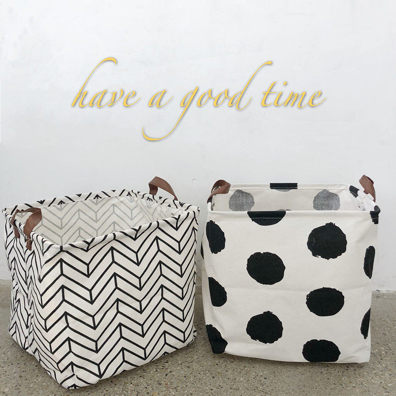 South Korea ins wind simple Nordic wave point arrow cotton linen art foreign trade waterproof collection basket collection box collection basket