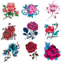 (50 sheets)Flower tattoo stickers waterproof female long-lasting red rose personality small fresh tattoo cover scar stickers