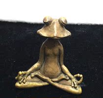 Pure brass solid retro old ornaments tea pet incense brass Zen frog desk small ornaments