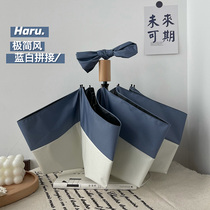 haru abstinence hebenwind style folding sunny umbrella double-use beach umbrella full automatic black rubber sunscreen umbrella female ins