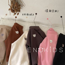 Children's velvet fever bottoming shirt sanding 2021 winter new girls baby half-height collar long sleeve boys warm