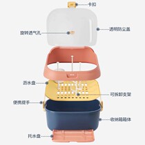 Baby bottle storage box thickened with lid dust drain drying rack convenient baby tableware milk powder storage box
