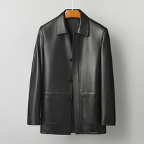 Leather men leather sheepskin long lapel 2021 New Haining men down jacket jacket autumn