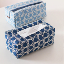 Zertenjia Nordic cotton denim embroidery cloth tissue box home living room bedroom paper car tissue cover