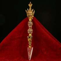Tibetan monasteries collect old Tibetan silver handmade inlaid natural crystal gilt gold painted Diamond