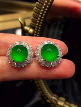 Natural ice seed Zhengyang green jade earrings 18K gold inlaid earrings Myanmar a goods egg noodles full of green earrings women