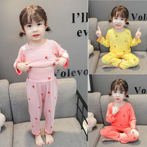 Girls Modal set childrens high waist belly long sleeved pajamas set new cotton cute autumn home wear
