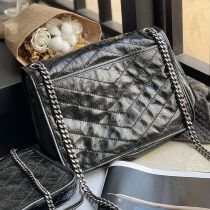 New niki bag leather V-grain shoulder oblique cross chain Oil wax leather messenger bag small medium large stray bag