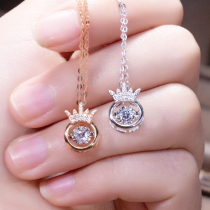 Master Liao Jewelry Crown Smart Beating Heart Diamond Necklace Female Diamond 18K Platinum Pendant choker