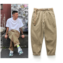 Hong Kong Tide Yu Wenle overalls mens ankle-length pants ins loose size straight small feet casual pants autumn and winter