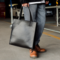 Hong Kong leather European and American style men and women Hand bag mother bag shoulder leather bag casual briefcase star same style