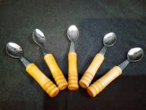 Solid wood bamboo handle Stainless steel dessert spoon Coffee spoon Childrens soup spoon Adult household spoon