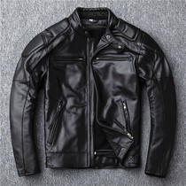 Take off the autumn and winter real fur coat man leather leather jacket Harley cycling suit