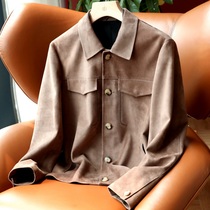 (DY2108002) exclusive limited town shop deerskin men casual lapel leather jacket coat