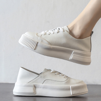 Silky texture ~ come and feel it @ leather muffin white shoes female platform casual board shoes Korean version