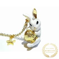 Japanese Western style Rabbit holding the Moon Cute Casual Fashion Alloy Pendant Necklace Jewelry