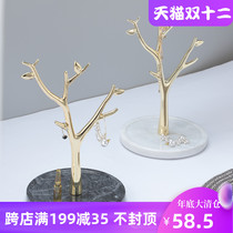 Dressing table desktop jewelry rack tree branch creative ornaments home ring necklace jewelry display rack key storage plate