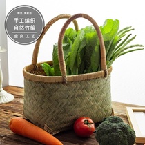 Bamboo weaving basket environmental shopping basket carrying basket bamboo products hand-woven picking basket out bamboo basket
