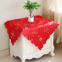 European bedside table cloth red festive towel refrigerator air conditioner dust cover European pastoral table fabric wedding fabric wedding fabric