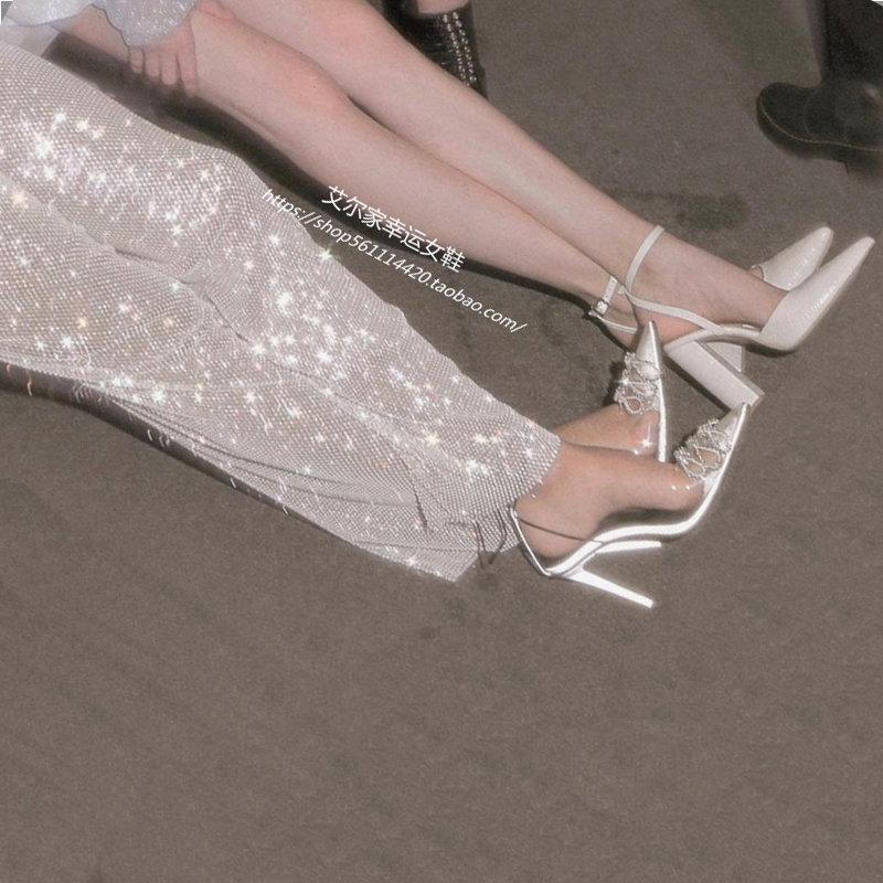 2020 spring and summer new water drill womens shoes fine heels sexy