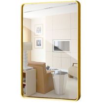  Nordic creative wrought iron gold square bathroom mirror Living room decorative mirror Dresser mirror Bathroom mirror wall-mounted lamp