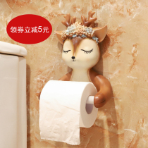 Small flower deer toilet paper holder PVC bathroom toilet toilet paper box Toilet paper box Face towel rack Roll paper tube shelf