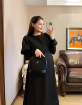 PEIPEI maternity dress high-end stitching one-piece dress set Autumn new high-end Hepburn style large size autumn dress