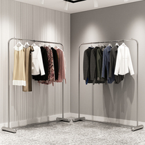 Clothing store display rack display rack floor-standing stainless steel hangers Zhongdao side-hanging net red women's clothing store shelf