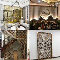 Stainless steel metal modern titanium hollow screen new Chinese rose gold partition flower grid restaurant rockery background wall