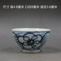 Special Qing Mid-term Green Flowers Flowers And Grass Tatteo Tea Cup Folk Collection Home Goods Pendulum Antique Porcelain Antique ancient
