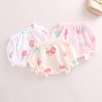 Female Baby Large PP Bread Pants Summer Cotton Yarn Short lamp cage pants thin Baby shorts can open crotch Boys