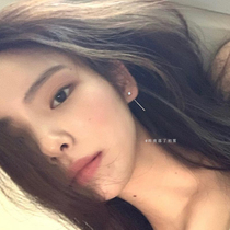 s925 pure silver earline female Korean version trendy sweet frosted Tetris earrings with a minimalist and delicate short trunked ear