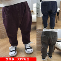 Baby pants male baby gvet large pp pants male and female integrated suede baby imitation jeans Foreign wear foreign gas 1-year-old tide 3
