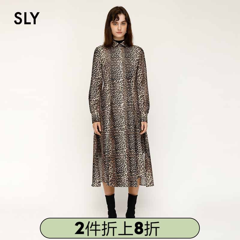 SLY Springs new stylish mid-length high-waisted balloon sleeve shirt dress 030CAY33-4280