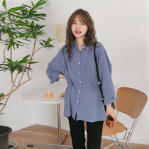 Micro waist kung fu shirt ~ pregnant womens autumn new shirt temperament small tide mother loose postpartum lactation clothes