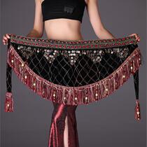 Retro belly dance costume classical hanging coin performance waist chain tassel belly dance copper coin hip towel stage tribal waist chain