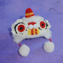  Xiaolings family handmade New Year Lion dance plush hat Pet headdress cat headgear dog New Years Eve